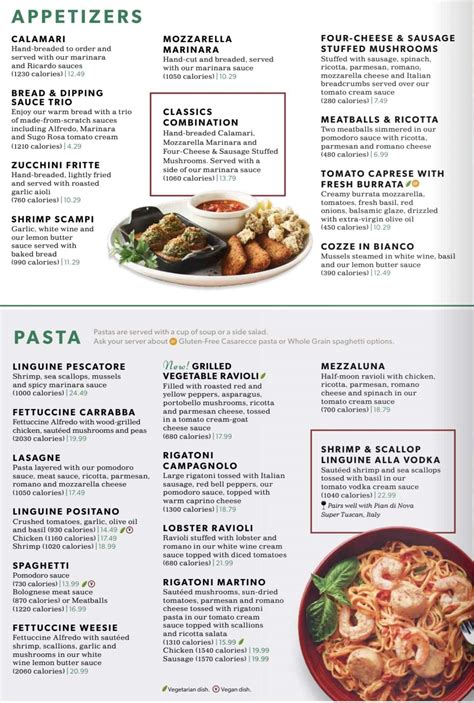 1205 Townsgate Court. . Carrabbas italian menu